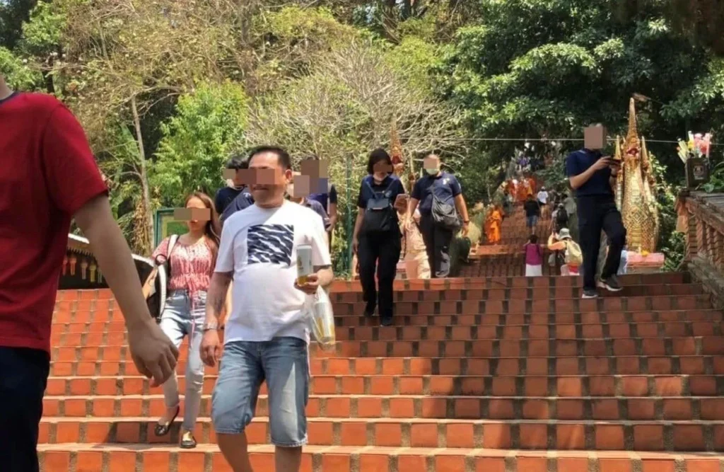 Drinking at a temple